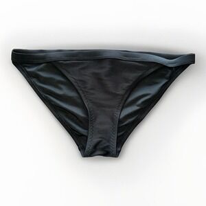 J. Crew Ribbed-Trim Hipster Full-Coverage Bikini Bottom Black Size Medium M